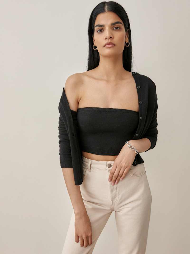Brio Cashmere Strapless Tank And Cardi Set