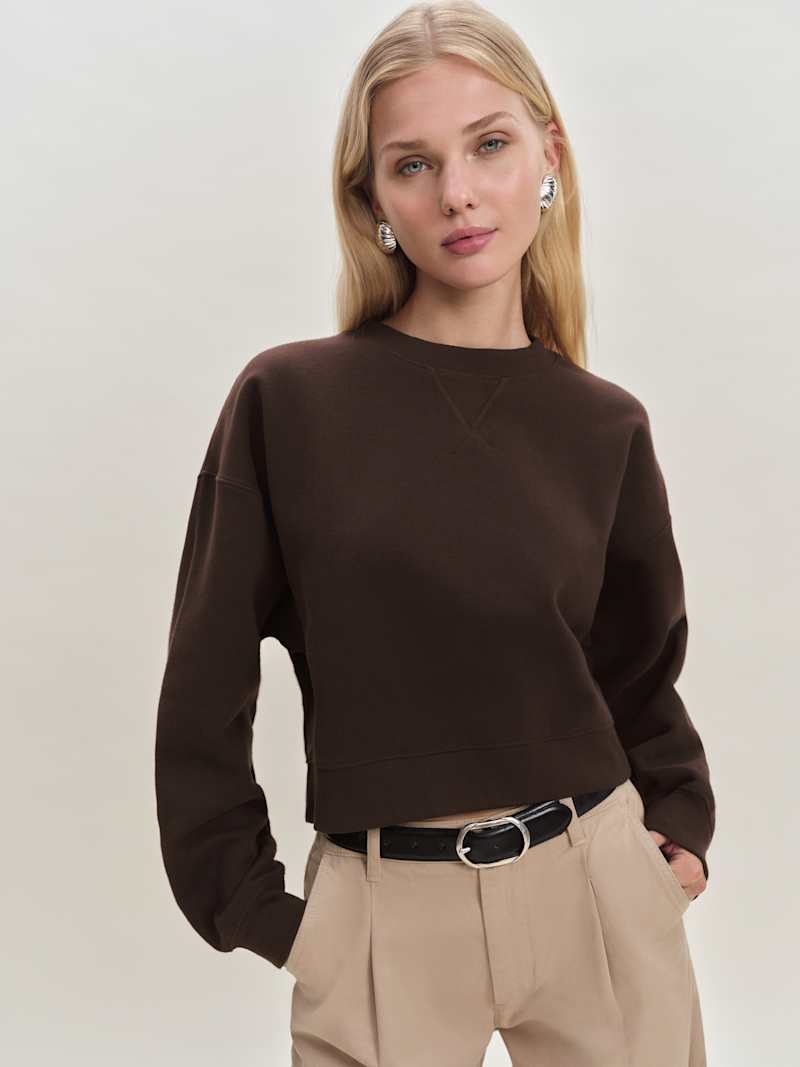 Grace Cropped Vintage Oversized Crewneck Sweatshirt