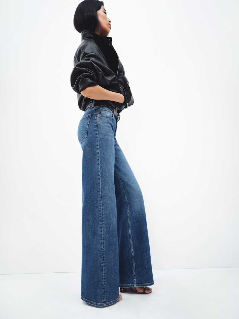 Greta Super Stretch Low Rise Wide Leg Long Jeans