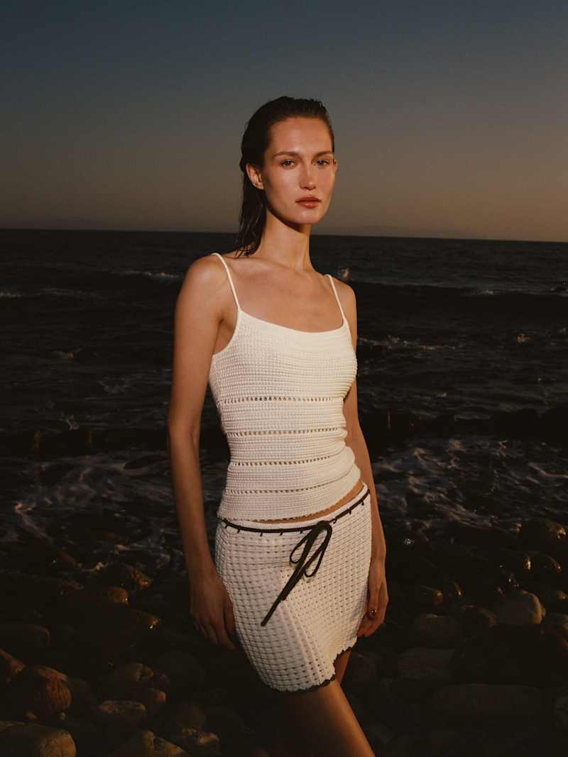 Fleurine Cotton Crochet Mini Skirt