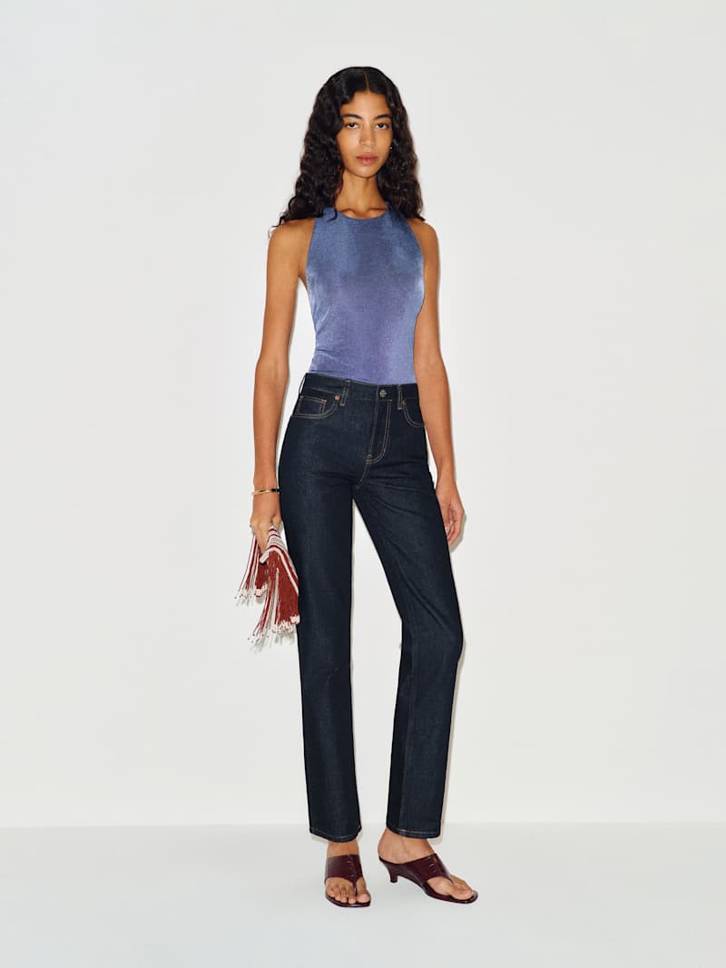 Leda Mid Rise Straight Long Jeans