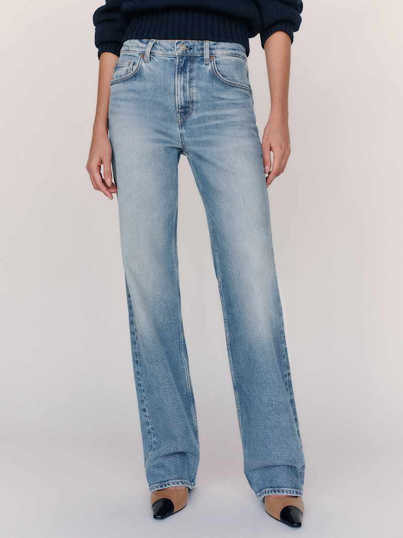 Miles Stretch Mid Rise Straight Leg Jeans