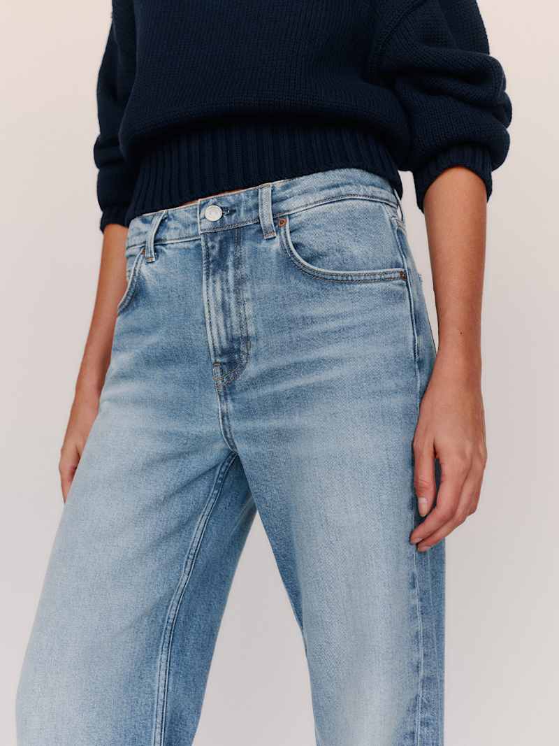 Miles Stretch Mid Rise Straight Leg Jeans