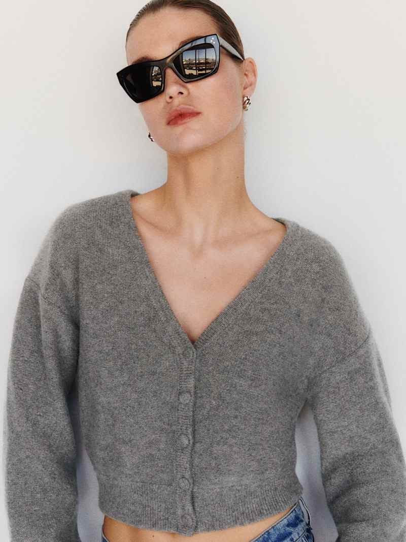 Sloane Regenerative Wool Cropped V-Neck Cardigan