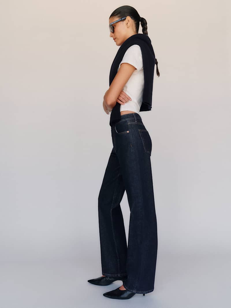 Miles Stretch Mid Rise Straight Short Leg Jeans