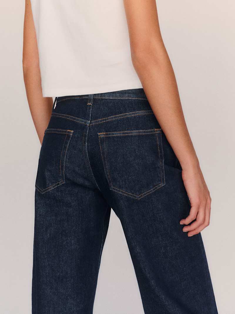 Miles Stretch Mid Rise Straight Long Leg Jeans