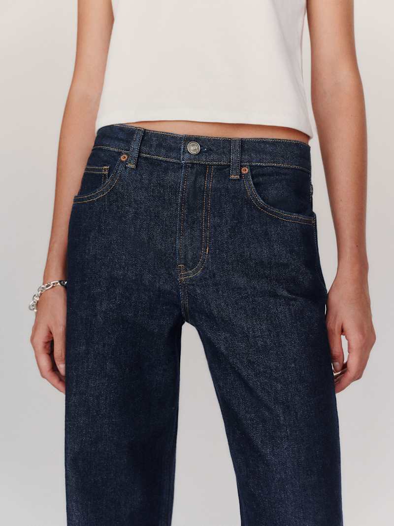 Miles Stretch Mid Rise Straight Long Leg Jeans