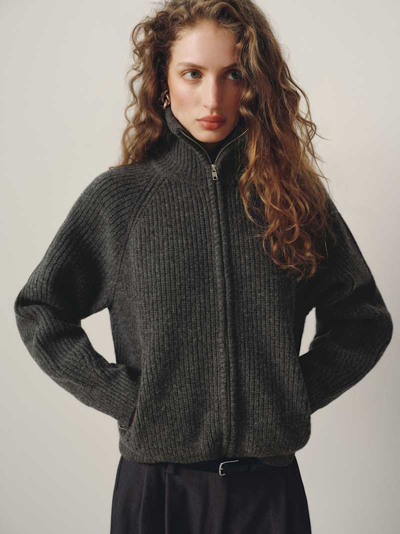 Joann Regen Wool Zip Sweater Jacket